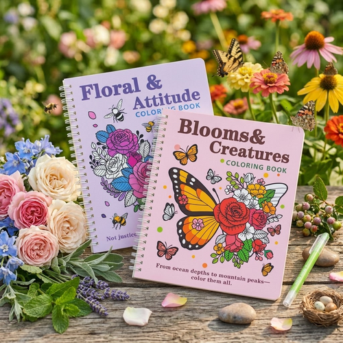 Blooms & Creatures Coloring Book
